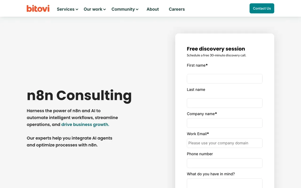 Bitovi n8n consulting page