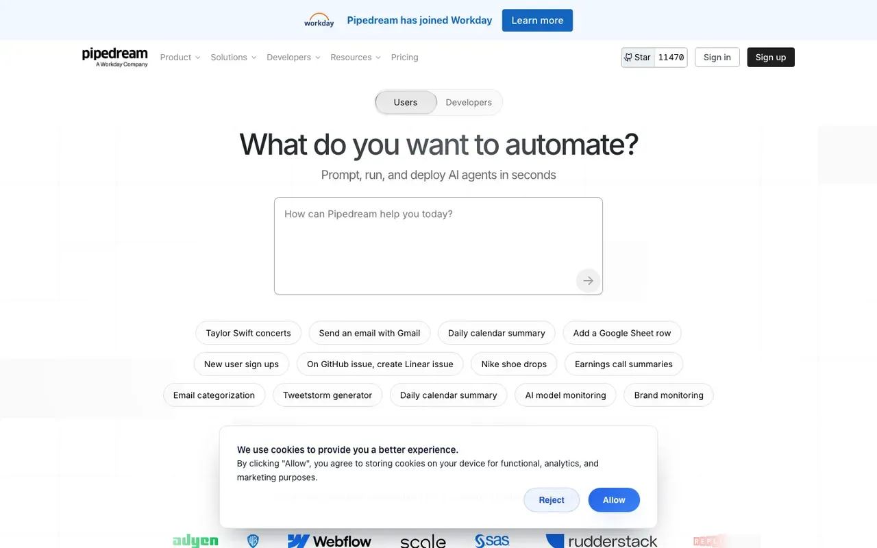 Pipedream homepage